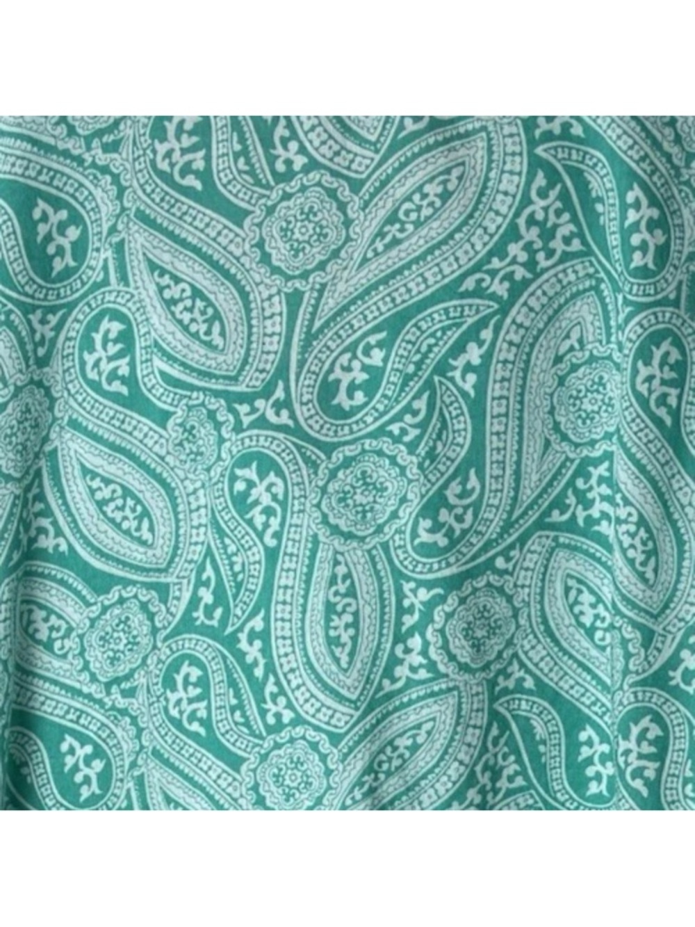 Talbots Tunic Top Plus Size 1X 3/4 Sleeves Cotton Paisley Green White Navy Blue - Picture 6 of 7